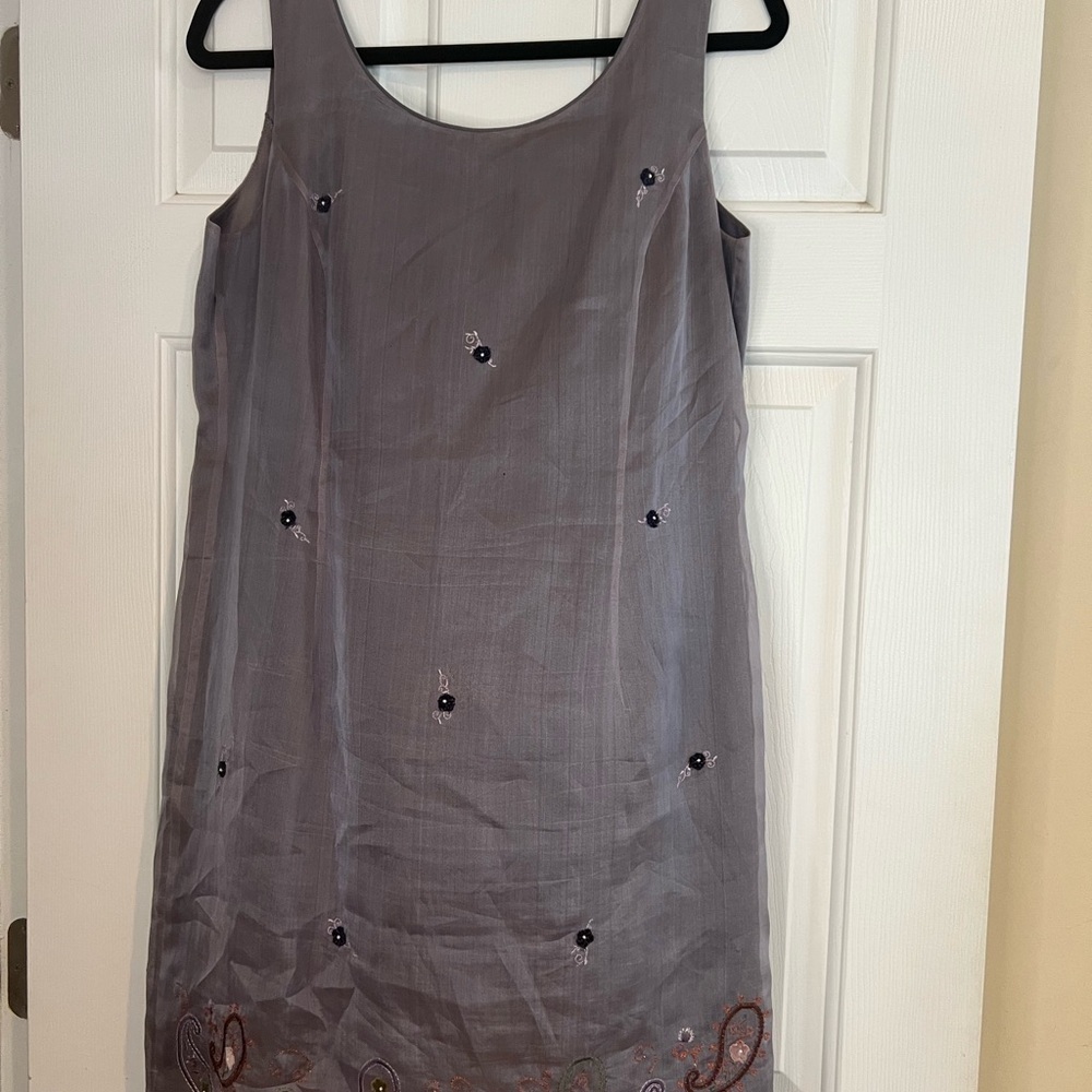 Petite Sophisticate Elegant Gray Sleeveless Dress Y2K Vintage
